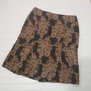 Ann Taylor pleated skirt floral jacquard 6P